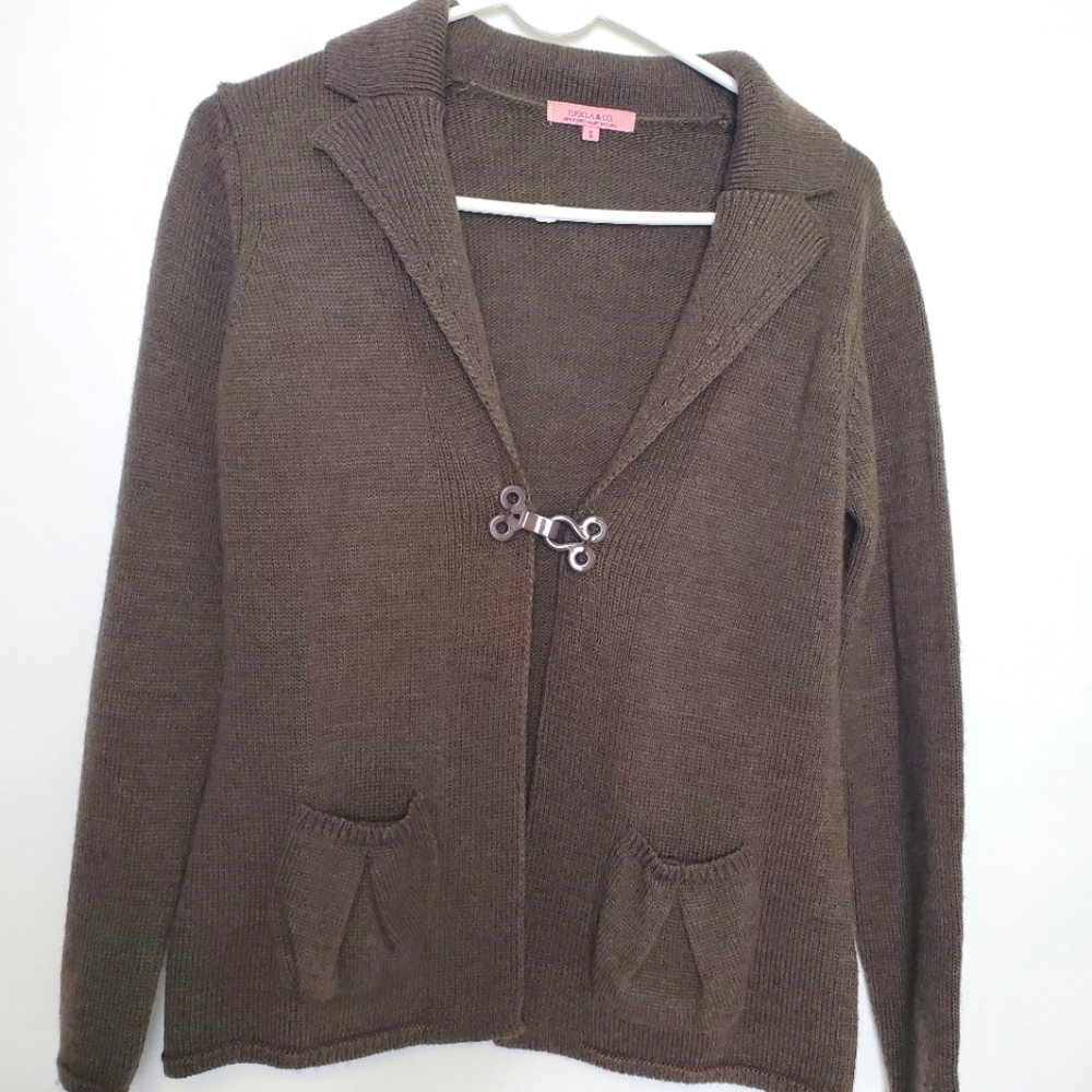 Hekla & Co. Brown Wool Blend Cardigan Sweater
